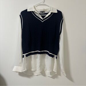Adrianna Papell Vest Sweater with Blouse